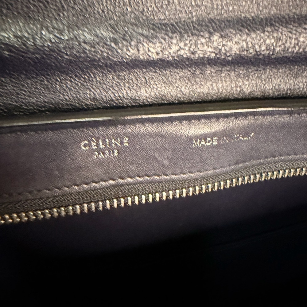 CELINE Trapeze Small Leather 2way Shoulder Bag Sky Blue& Navy & Brown - Picture 8 of 16